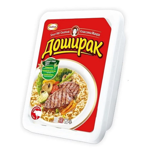 Доширак вермишель со вкусом говядины, лоток,  90 гр